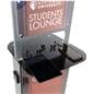 Phone charging station kiosk with custom graphics charges tablets and phones
