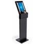 black mobile charging station with floor sign holder for waiting room