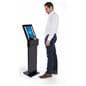 black mobile charging station with floor sign holder with Apple lighting charging