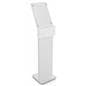 white cell phone charging station with sign and acrylic phone pocket 