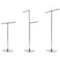 2 way clothing rack being shown at three different height adjustments