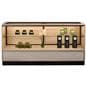 Wooden display showcase with leveling feet