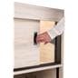 Wooden display showcase with recessed door handles