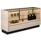 Wooden display showcase in coastal grey finish