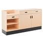 2-piece cash wrap features storage space with lockable doors and drawers
