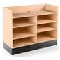 Recessed top sales counter with open storage features adjustable shelving