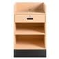 Register stand with recessed top comes with a locking drawer and adjustable shelf