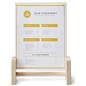 Wooden countertop sign holder with clear polycarbonate frame 