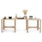Collapsible wooden display tables with 40lb maximum weight capacity per table 