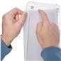 Glass mount sign holder updates easily with the touch of a finger