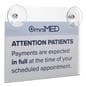 Glass mount sign holder alerts people with need-to-know messages