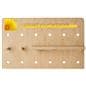 Wooden pegboard floor display with custom artwork options 