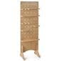 Wooden pegboard floor display with custom printed header 