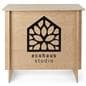 Custom-printed wooden display counter with poplar wood core construction 