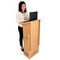 Portable podium with lip edge keeps your technology or presentation notes in place