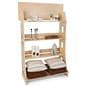 Wooden knockdown shelf merchandiser weighs 28 pounds