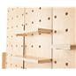 Wooden pegboard accessories with natural wood finish