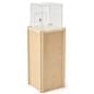 Floor standing donation box with overall height of 44 inches