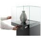 Glass-top pedestal display case with slide out display area with a 30lb weight capacity