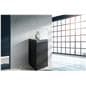 Glass-top pedestal display case in modern black matte finish