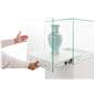 Glass-top pedestal display case with pull-out display area and 30lb weight capacity