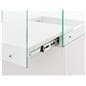 Glass-top pedestal display case with telescoping rail 
