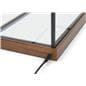 LED glass tabletop display box has side cord exit