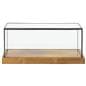 Rustic glass countertop showcase with overall dimensions of  12 w x 5.75 d x 5.5 h