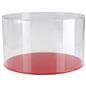 Round red display case with easy lift-off style cover