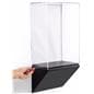 Wedge pedestal wall display case with hardware to secure enclosure to base