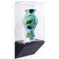 Wedge pedestal wall display case shown with vase