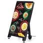 Digital sidewalk sign with a vibrant graphic showcasing restaurant specials