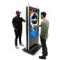 Double-sided digital vertical touchscreen kiosk with double sided features