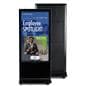 Advertising multimedia kiosk with a vibrant 4K display showcasing a graphic of a cooperate announcement of an employee spotlight