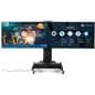Motorized double screen floor standing with two 55 inch screens mounted side by side