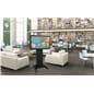 Tilting mobile flat panel stand measures 38 inches wide by 62 inches tall 