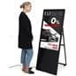 Digital sandwich board with 43 inch non-touch screen featuring car dealer advertisement on screen