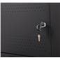 Touch screen kiosk with camera showcasing the keys that access the maintenance panel located on the back of the unit 