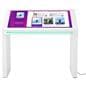 Edge lit horizontal touch screen kiosk with front LED strip showing green color setting