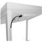 Edge lit horizontal touch screen kiosk with included cord management that adheres to the leg of the unit for a clear look