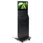 Floor standing suggestion box with video screen and caster wheels
