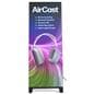 LED a-frame displaying an product highlight video of a set of wireless headphones