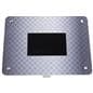Small digital display stand includes digitally printed graphic diamond plate frame