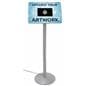 small digital signage stand, with free standing silver pedestal