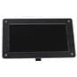 Digital poster pedestal stand features this stone look frame with acrylic cover
