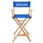 This wood directors chair with a canvas seat