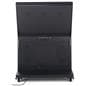 Outdoor touch screen display with a back image where the ports, speakers, power switch, and maintenance door are located