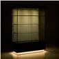 Light up display case with illuminated interior and toe-kick