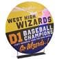 Custom printed seven foot EZ Extend circle backdrop with weighted steel base