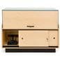 Wooden display counter with lockable storage